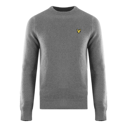 Lyle Scott Basket Weave Knitted Grey Sweater